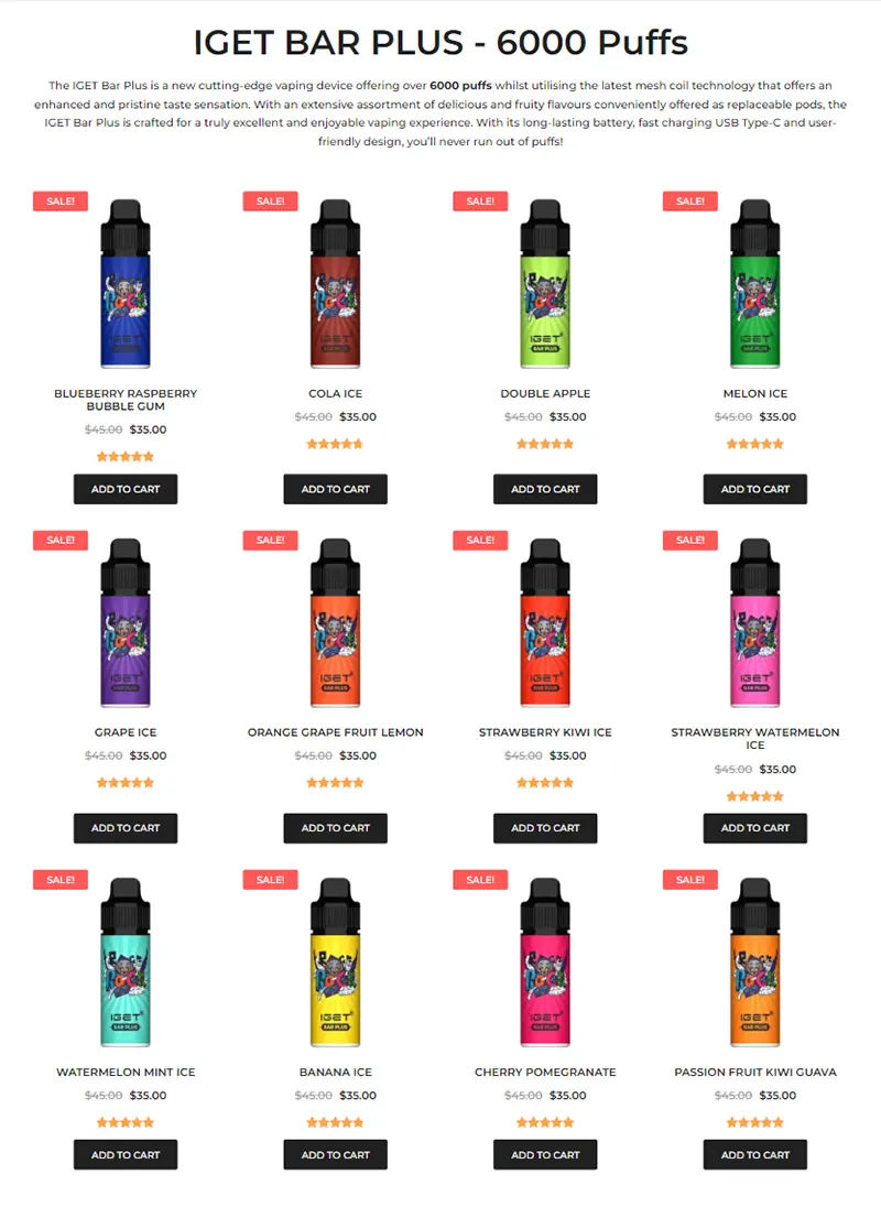IGET Vape Online Store Category Page